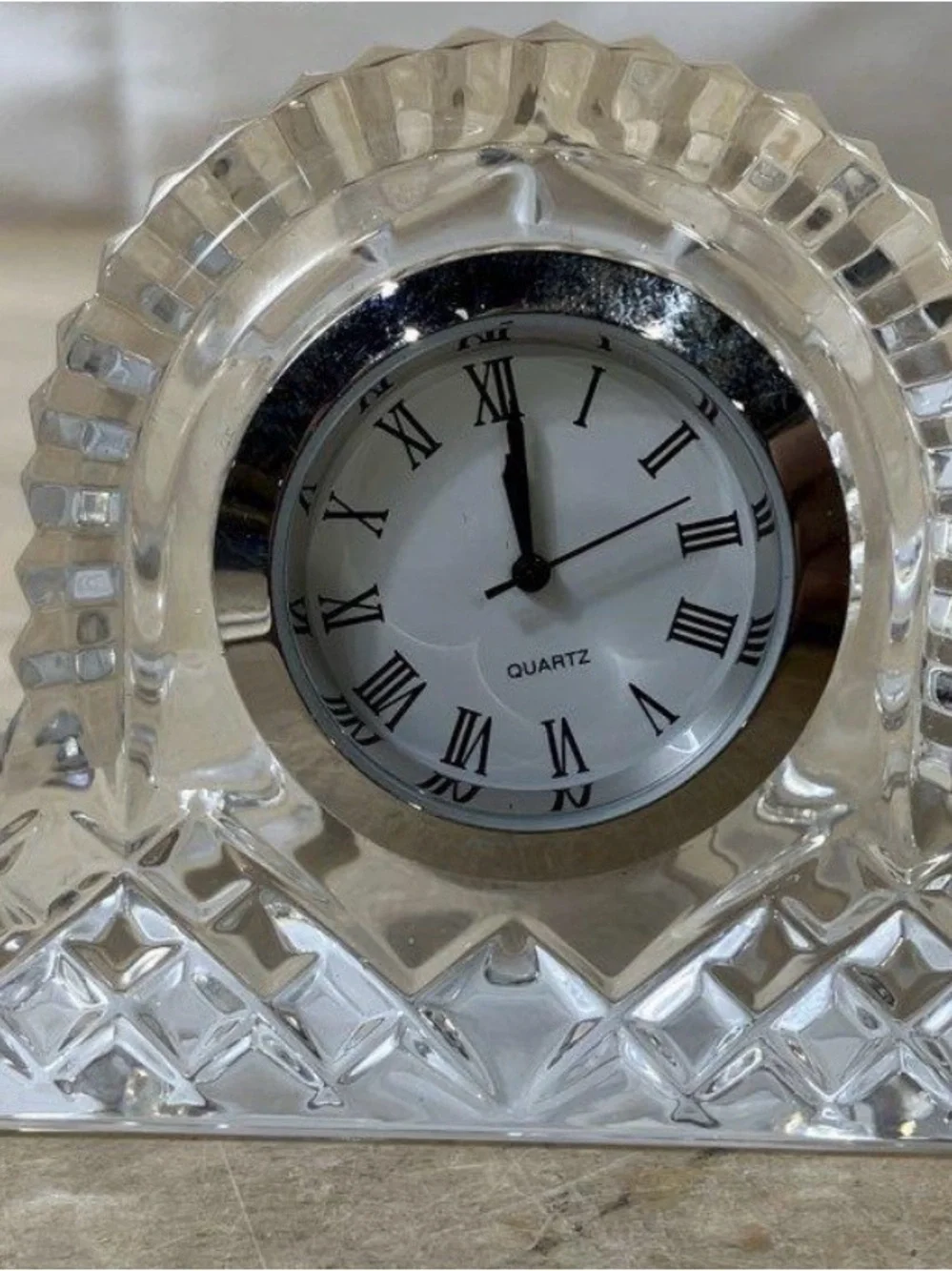 Waterford Crystal Clear Cut-Glass Mantel Clock